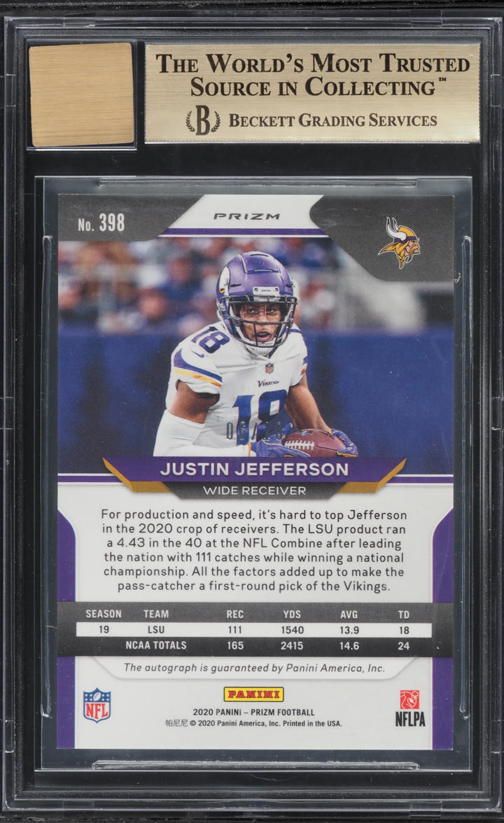 2020 Panini Prizm Gold Justin Jefferson ROOKIE AUTO /10 #398 BGS
