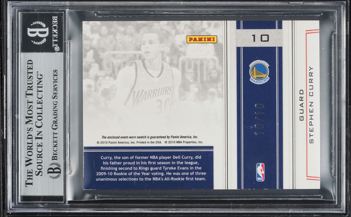 2009 National Treasures Colossal Stephen Curry RC PATCH AUTO 10/10 BAS BGS AUTH