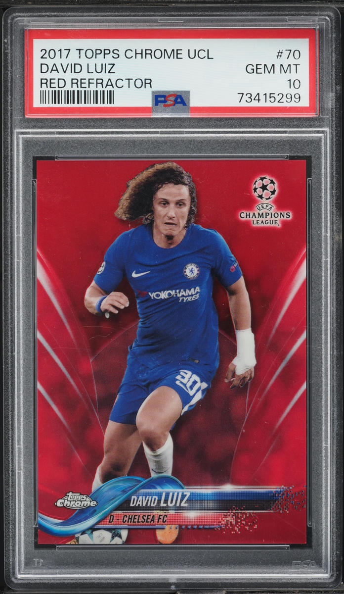 2017 Topps Chrome UCL Red Refractor David Luiz /10 #70 PSA 10 GEM MINT