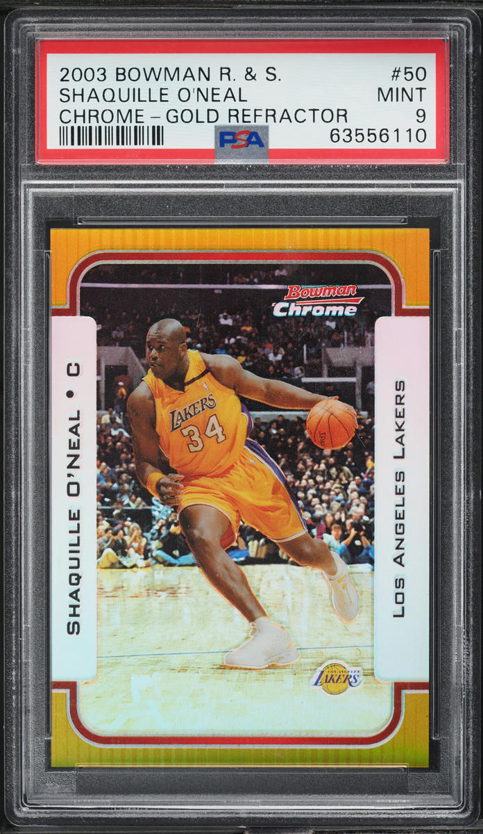 2003 Bowman Rookie & Stars Chrome Gold Refractor Shaquille O'Neal /50 #50 PSA 9