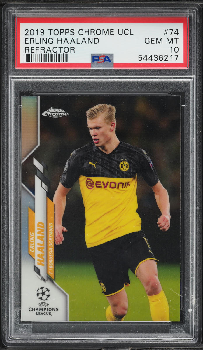 2019 Topps Chrome UEFA Refractor Erling Haaland ROOKIE #74 PSA 10