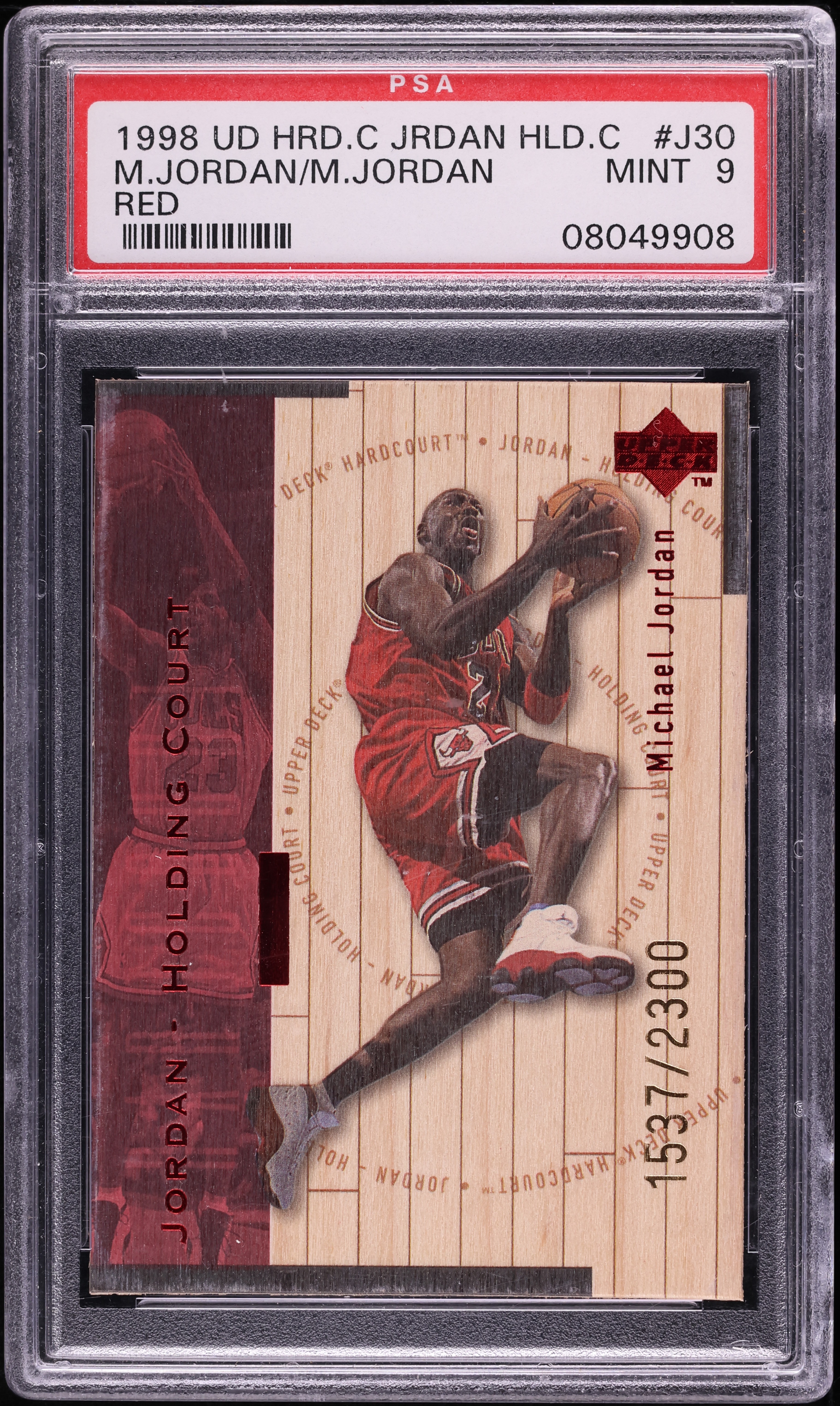 1998 UD Hardcourt Holding Court Red Michael Jordan /2300 #J30 PSA 