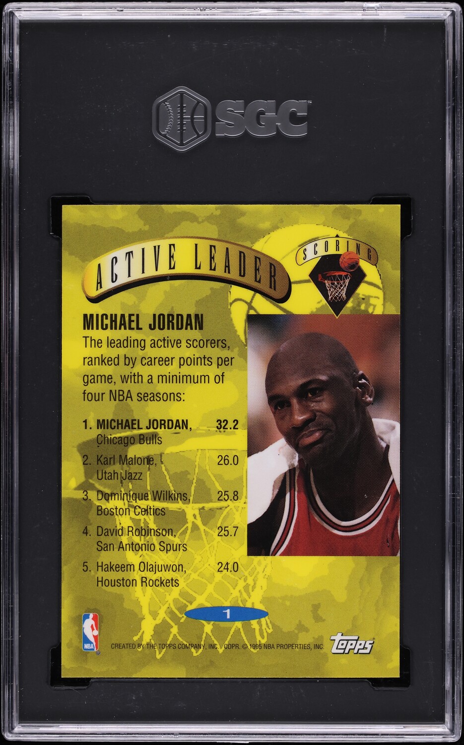1995 Topps Active Leader Power Boosters Michael Jordan #1 SGC 9 MINT