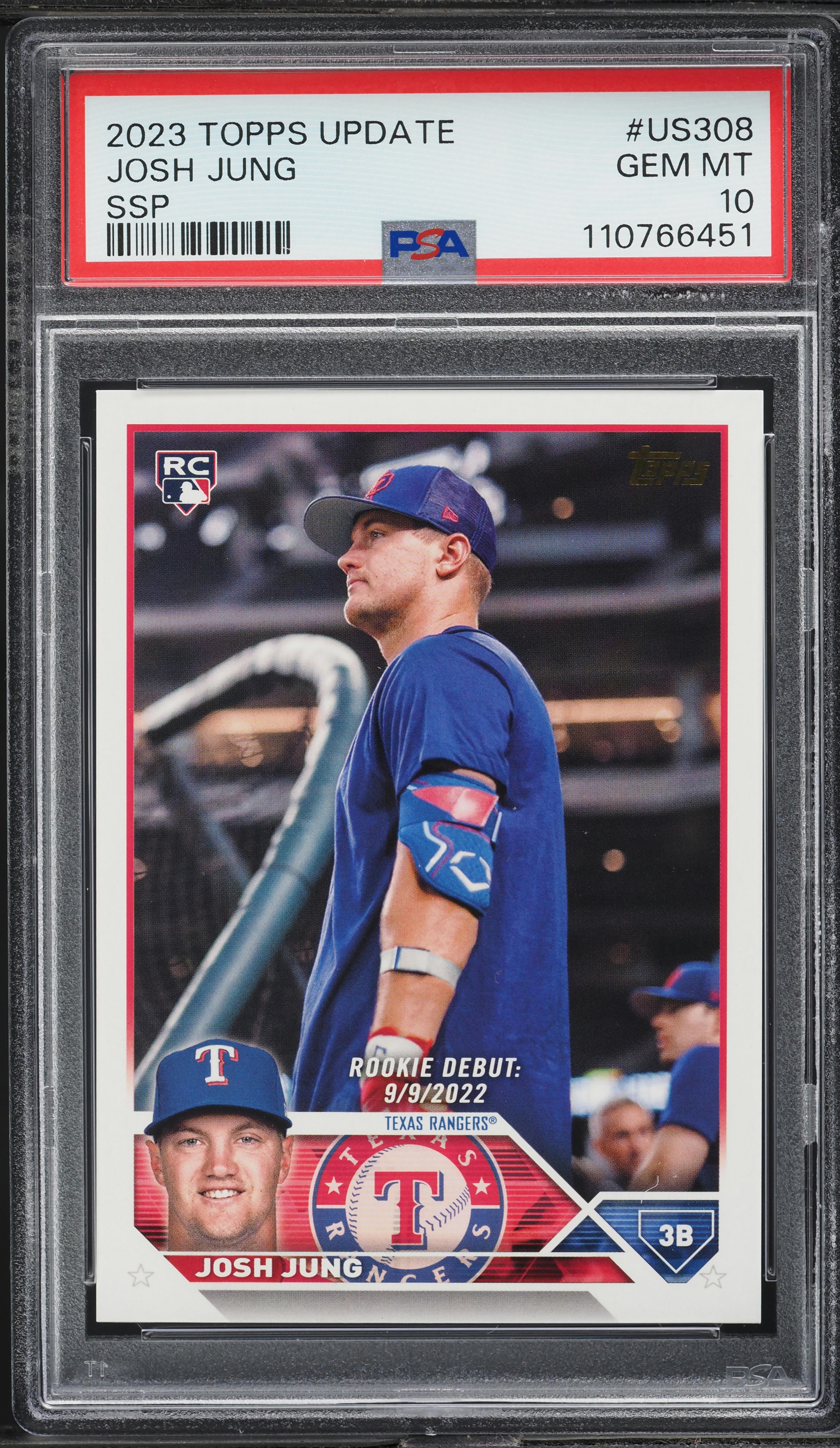 2023 Topps Update Josh Jung SSP ROOKIE #US308 PSA 10 GEM MINT on