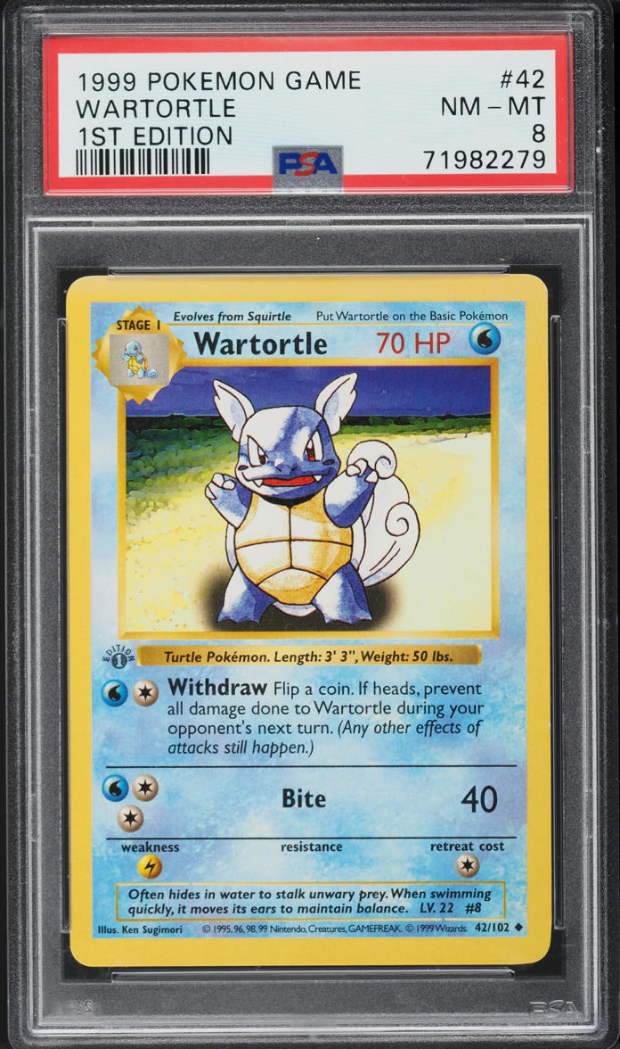 1999 Pokemon Base Set Shadowless 1st Edition Wartortle #42 PSA 8 NM-MT on  Fanatics Collect