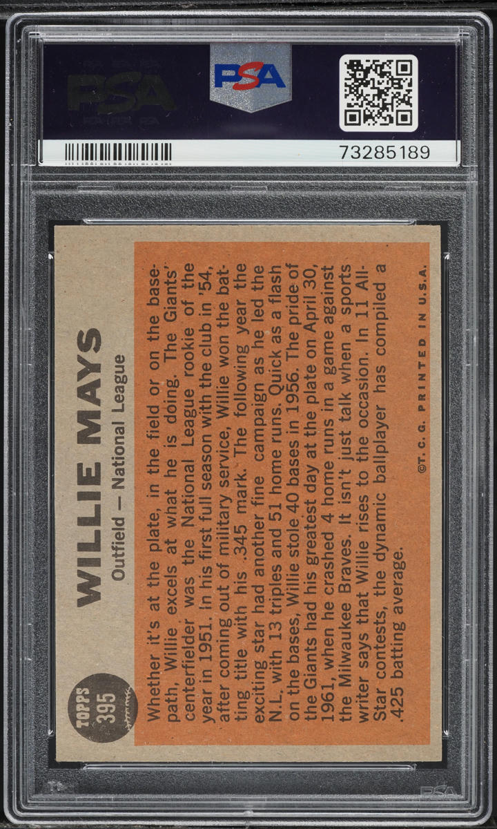 1962 Topps Willie Mays ALL-STAR #395 PSA 8 NM-MT