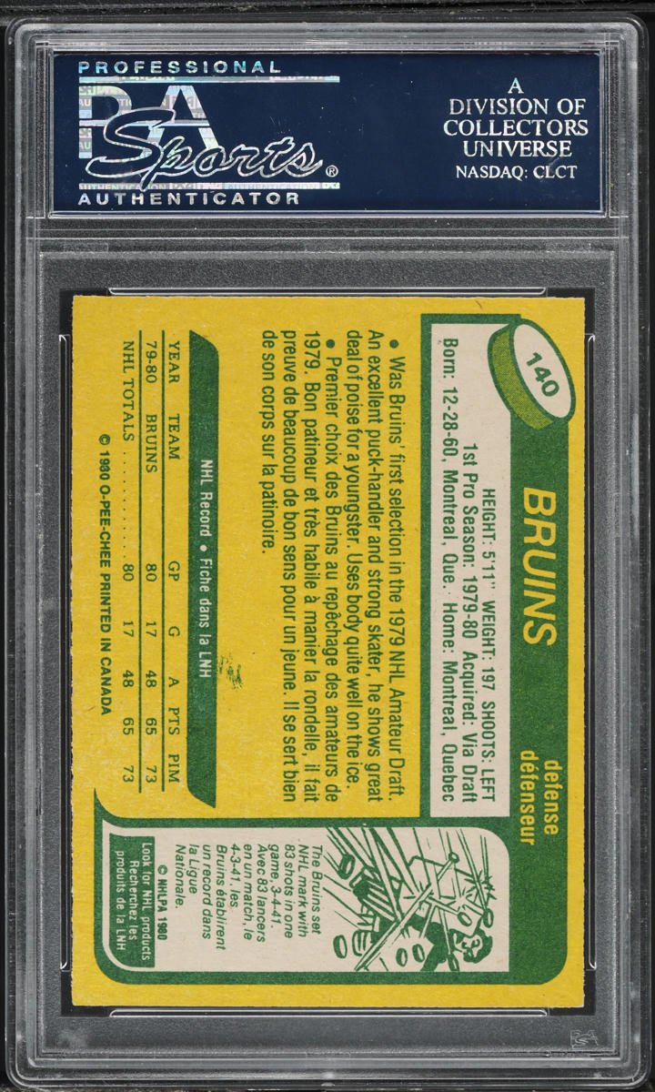 1980 O-Pee-Chee Hockey Ray Bourque ROOKIE #140 PSA 9 MINT