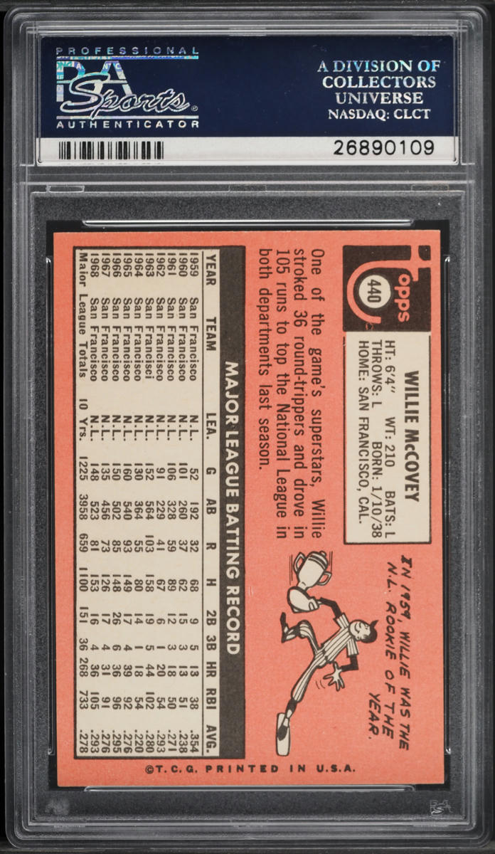 1969 Topps Willie McCovey #440 PSA 4 VGEX