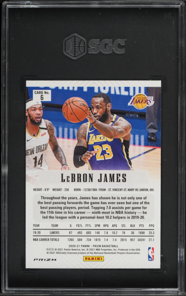 2020 Panini Prizm Flashback Silver LeBron James #6 SGC 10 GEM MINT