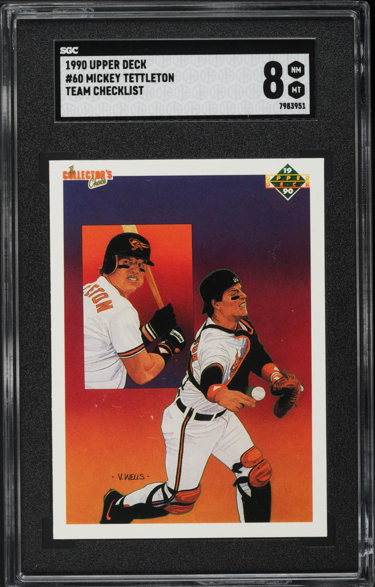 1990 Upper Deck Team Checklist Mickey Tettleton #60 SGC 8 NM-MT