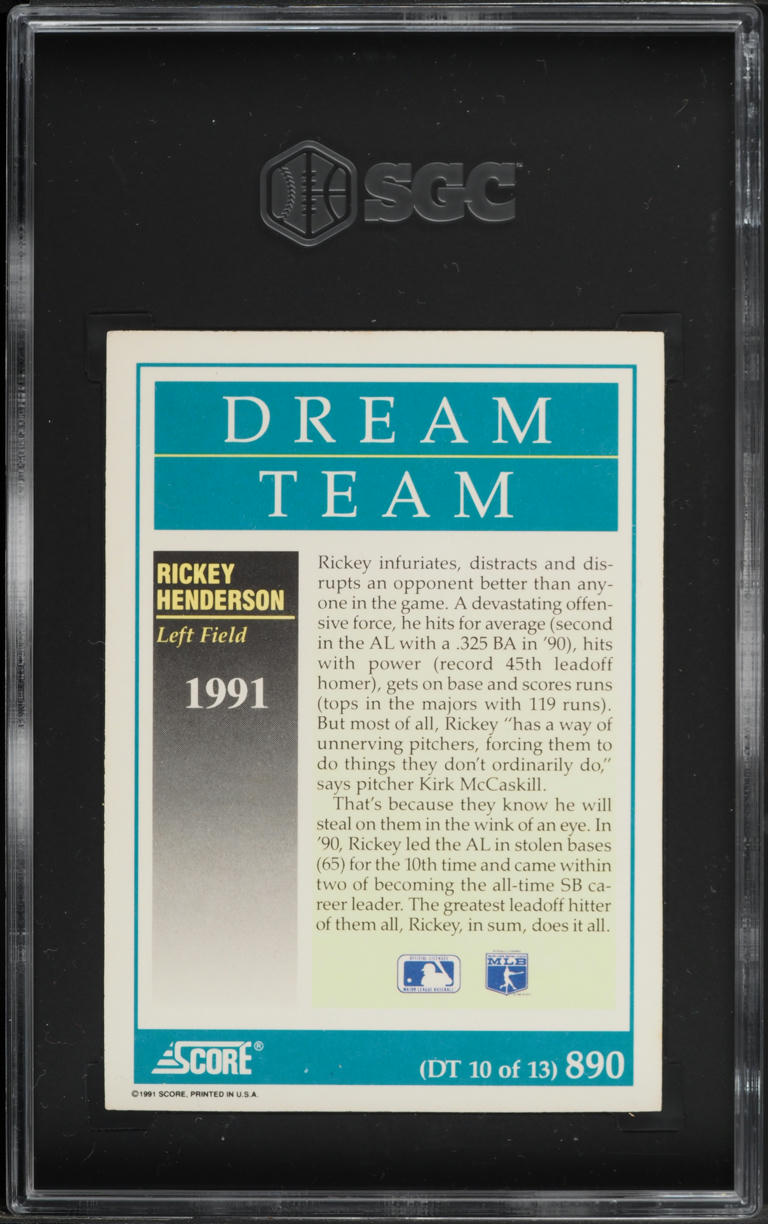 1991 Score Dream Team Rickey Henderson #890 SGC 8.5 NM-MT+