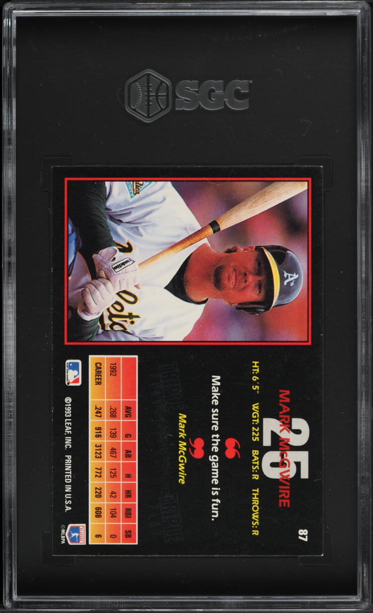1993 Donruss Triple Play Mark McGwire #87 SGC 7 NRMT
