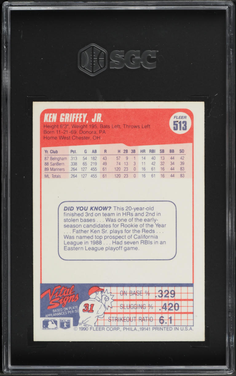 1990 Fleer Ken Griffey Jr. #513 SGC 3 VG