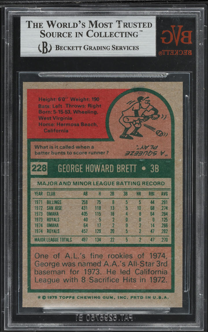 1975 Topps George Brett ROOKIE #228 BVG 8.5 NM-MT+