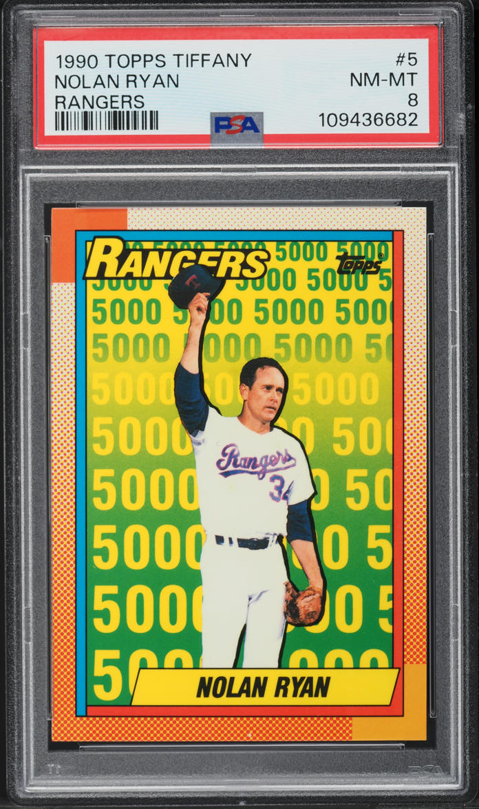 1990 Topps Tiffany Rangers Nolan Ryan #5 PSA 8 NM-MT