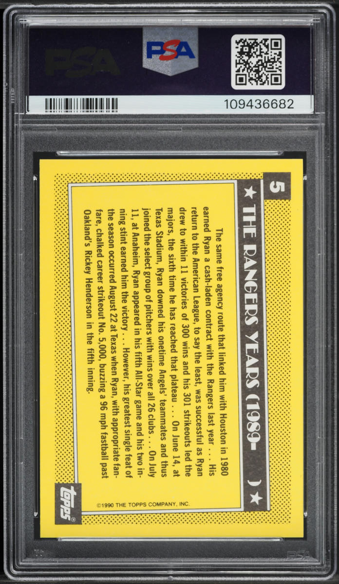 1990 Topps Tiffany Rangers Nolan Ryan #5 PSA 8 NM-MT