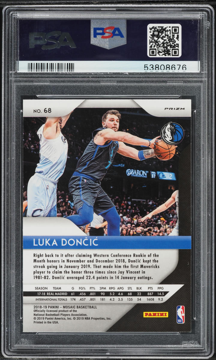 2018 Panini Prizm Mosaic Blue Luka Doncic ROOKIE #68 PSA 9 MINT