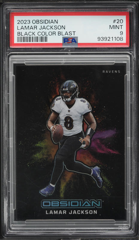 2023 Panini Obsidian Black Colorblast Lamar Jackson #20 PSA 9 MINT