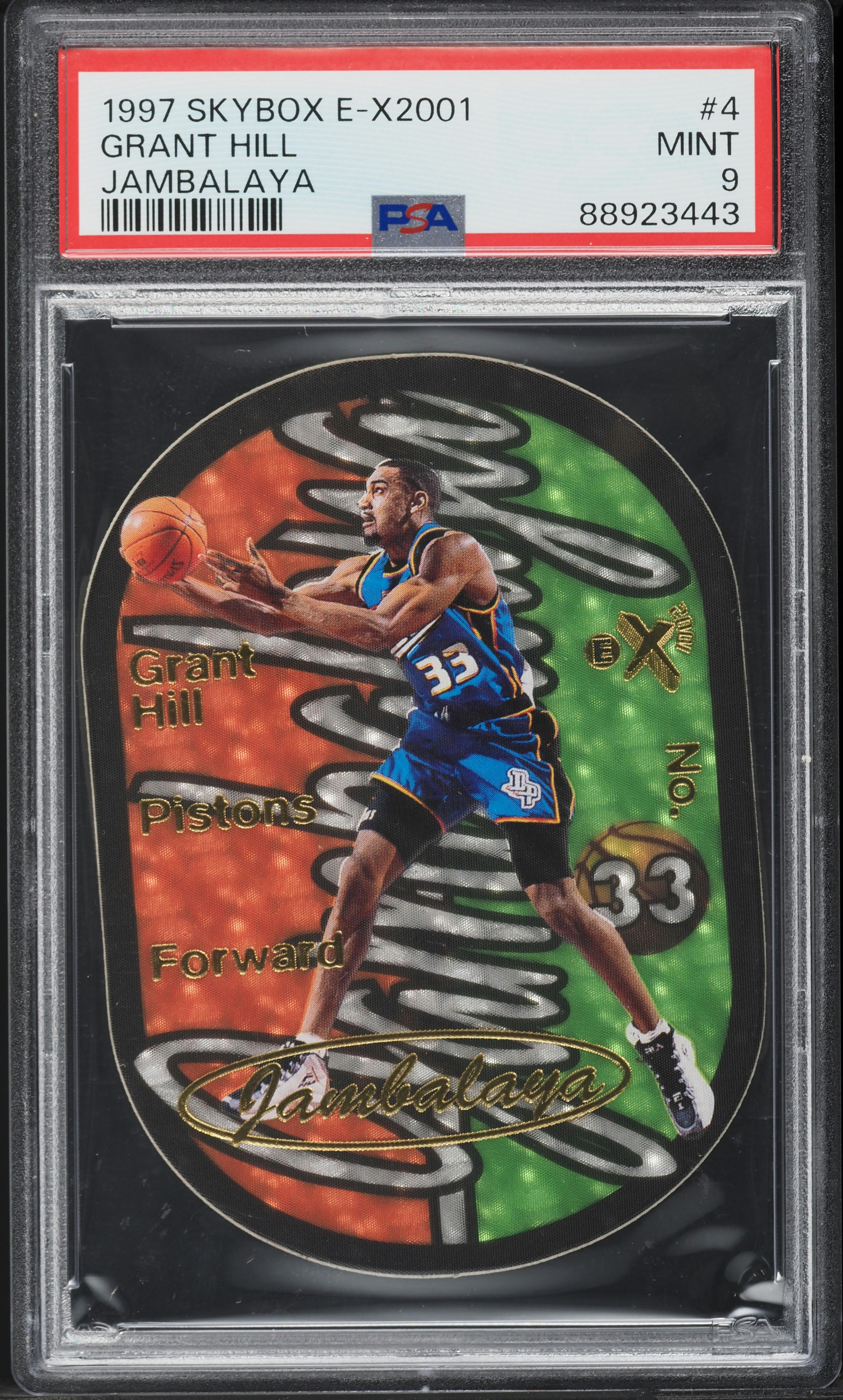 1997 Skybox E-X2001 Jambalaya Die-Cut Grant Hill #4 PSA 9 MINT on