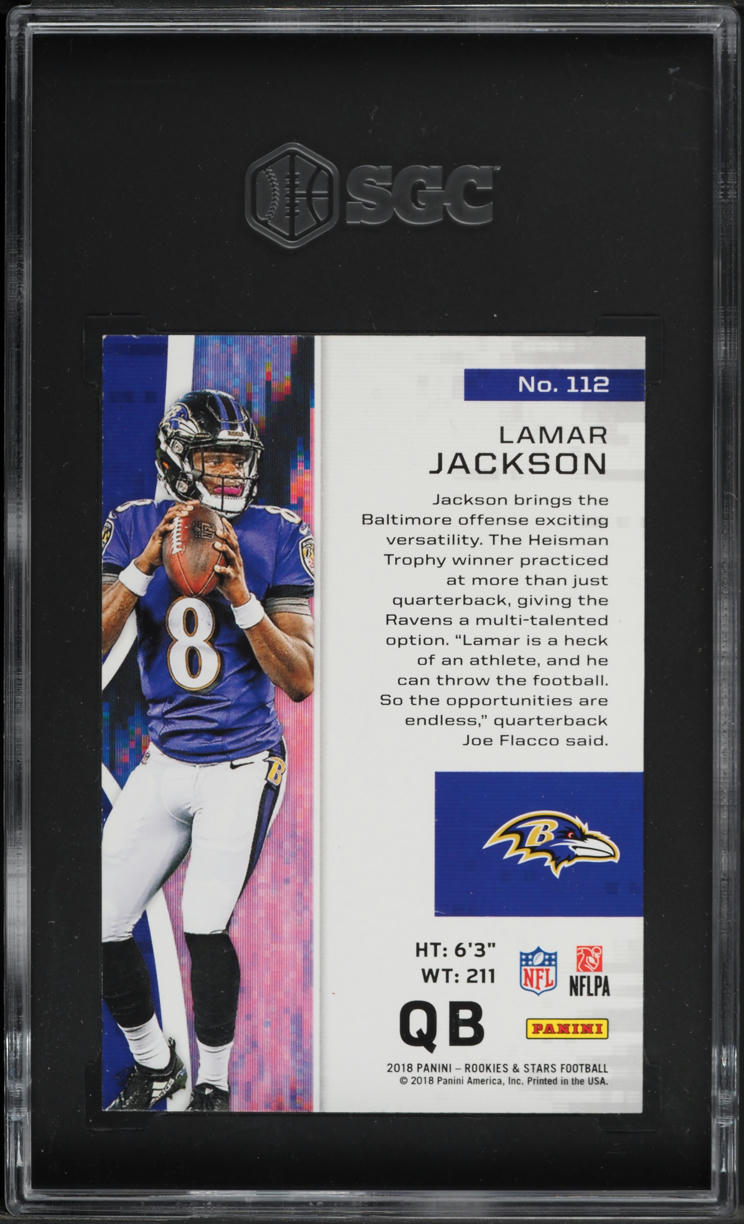 2018 Panini Rookies & Stars Lamar Jackson ROOKIE #112 SGC 9 MINT