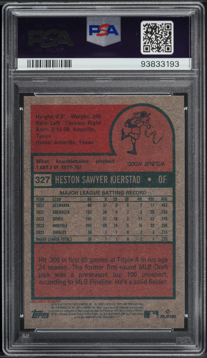 2024 Topps Heritage Heston Kjerstad ROOKIE #327 PSA 10 GEM MINT