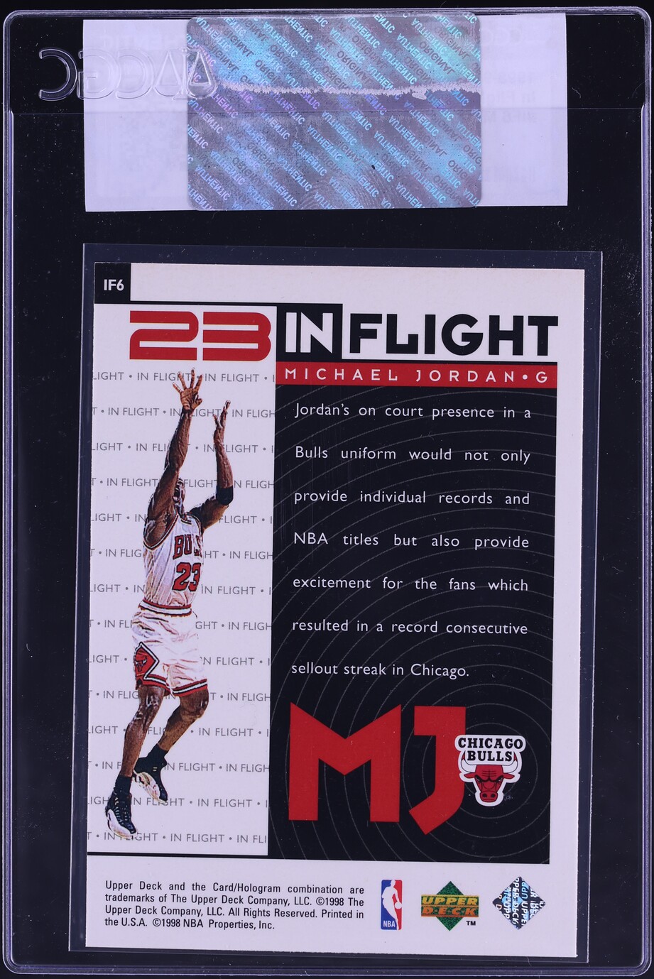 1998 Upper Deck Mj Living Legend In Flight Michael Jordan #IF6 CGC AUTH