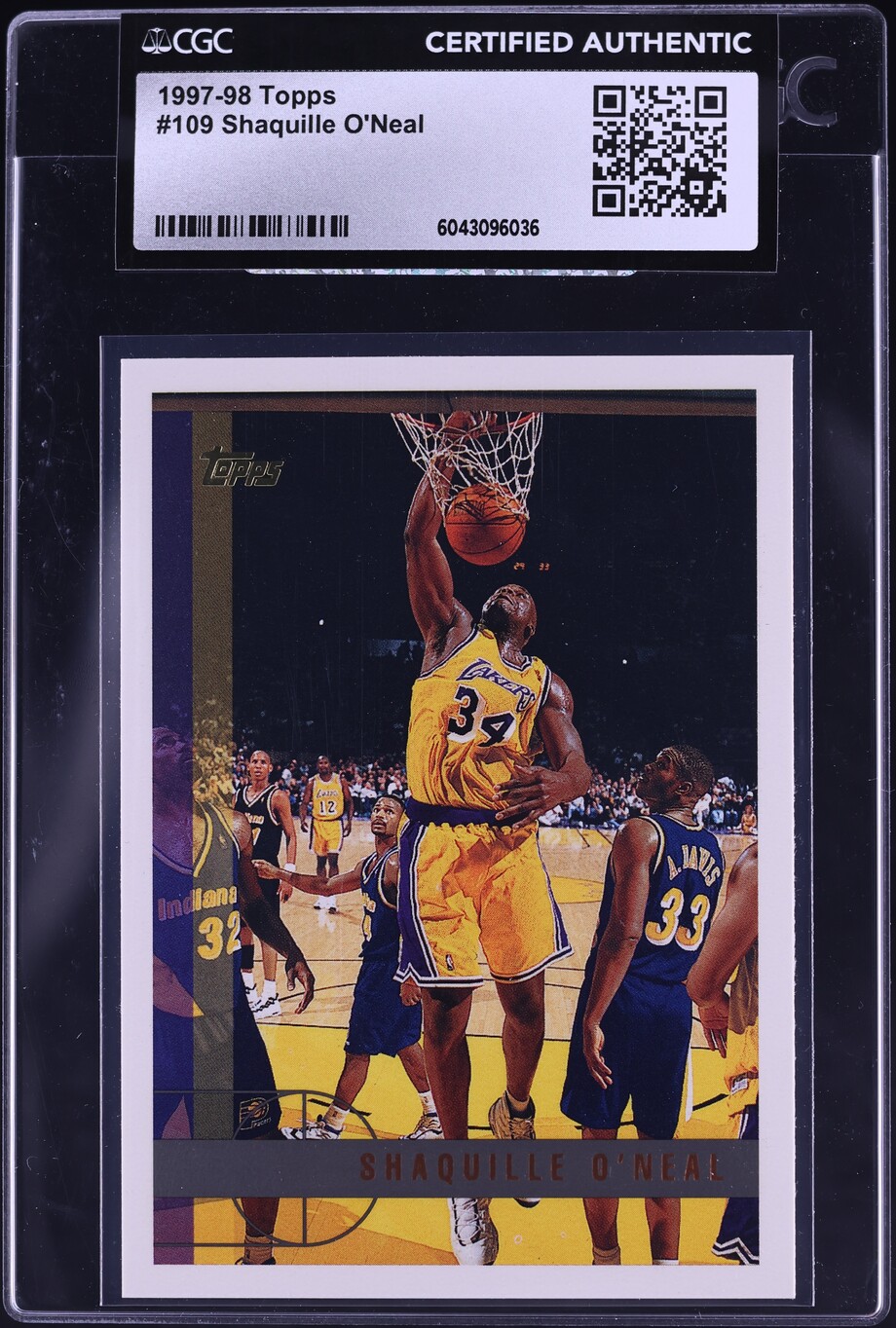1997 Topps Basketball Shaquille O'Neal #109 CGC AUTH