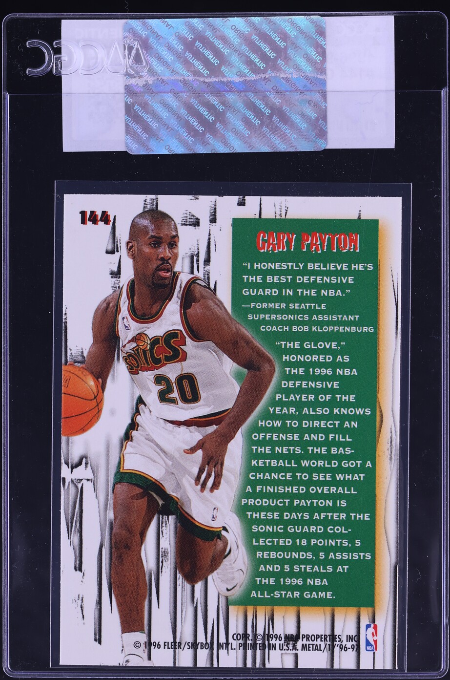 1996 Metal Basketball Gary Payton #144 CGC AUTH