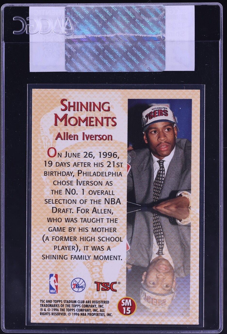 1996 Stadium Club Shining Moments Allen Iverson ROOKIE #SM15 CGC AUTH