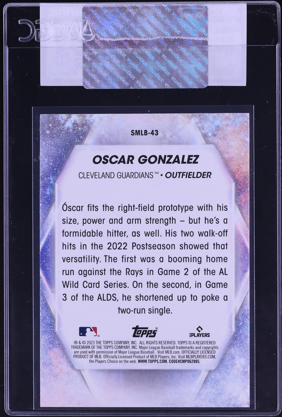 2023 Topps Stars Of MLB Oscar Gonzalez ROOKIE #SMLB-43 CGC AUTH