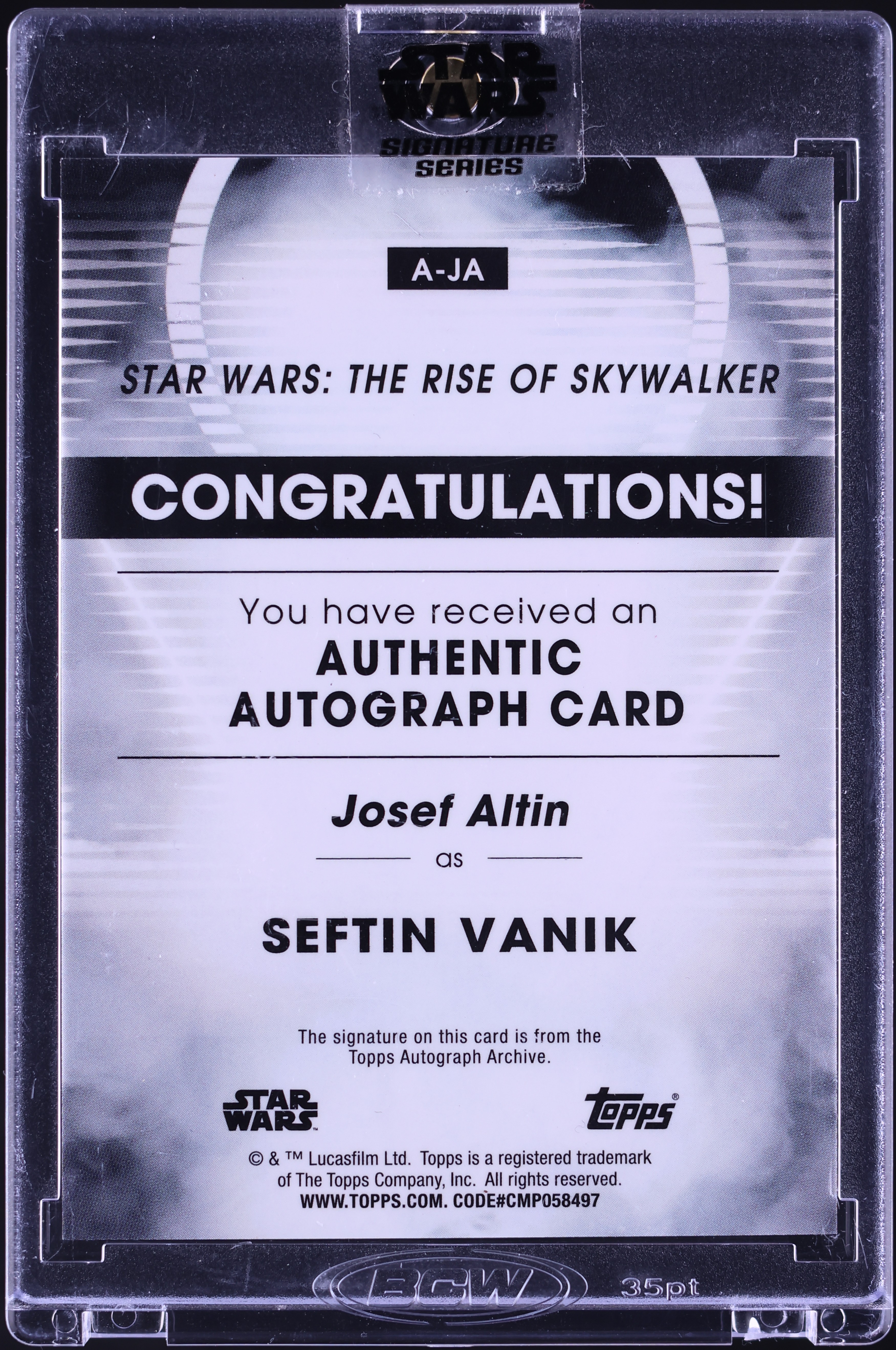 2023 Topps Star Wars Signature Series Seftin Vanik Josef Altin