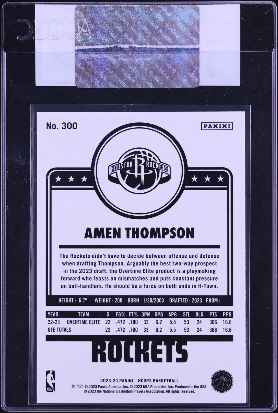 2023 Hoops Amen Thompson ROOKIE #300 CGC AUTH