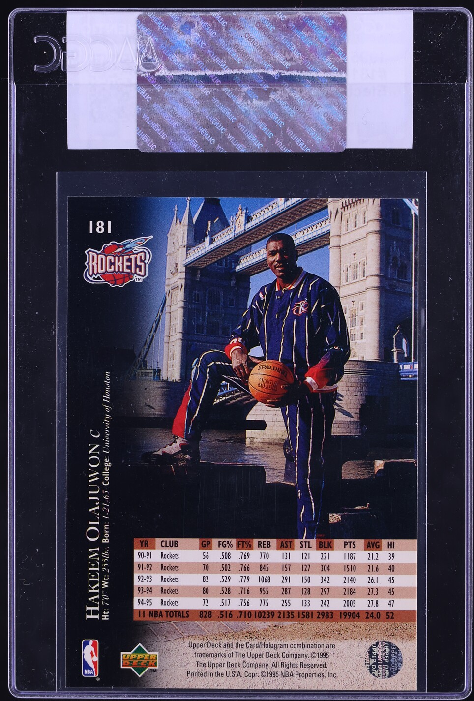 1995 Upper Deck Electric Court Hakeem Olajuwon #181 CGC AUTH