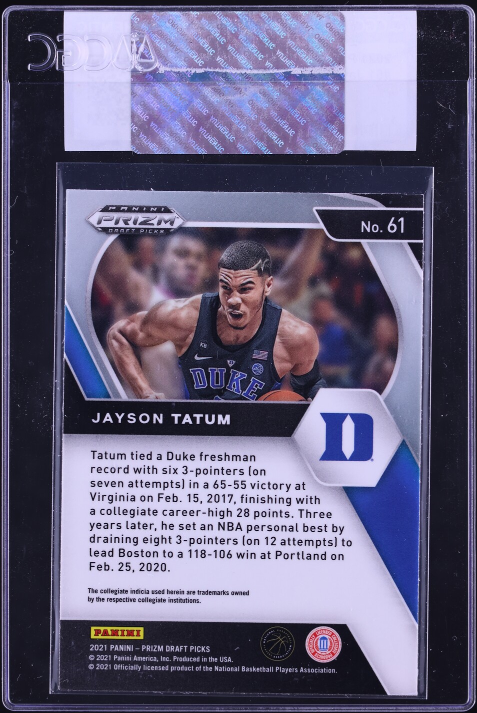 2021 Panini Prizm Draft Picks Jayson Tatum #61 CGC AUTH