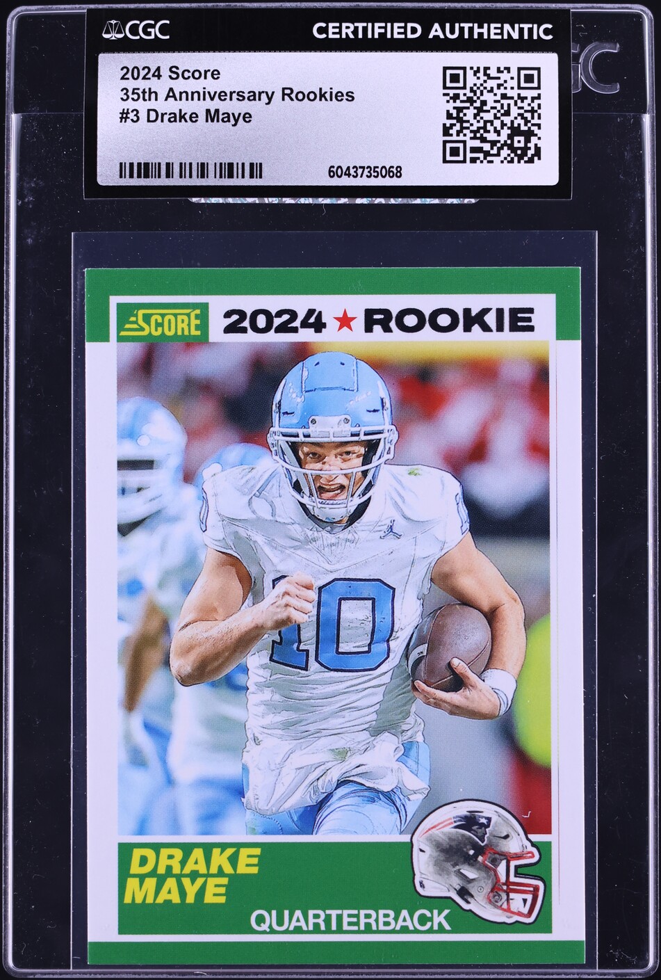 2024 Score 35th Anniversary Drake Maye ROOKIE #3 CGC AUTH