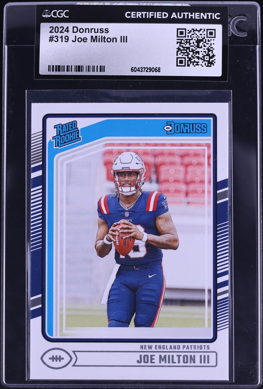 2024 Donruss Football Joe Milton III ROOKIE #319 CGC AUTH