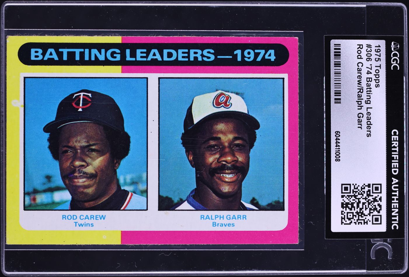 1975 Topps Rod Carew Ralph Garr BATTING LEADERS #306 CGC AUTH