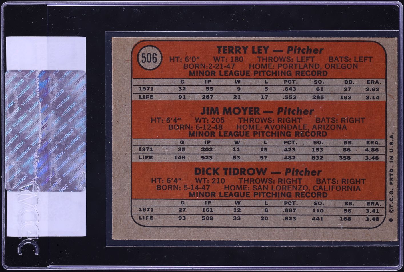 1972 Topps Indians Rookies #506 CGC AUTH