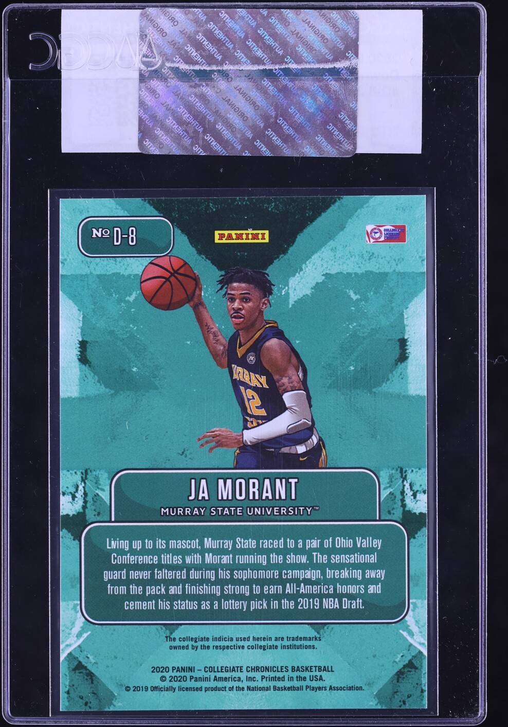 2020 Panini Chronicles Draft Picks Downtown Ja Morant #D-8 CGC AUTH