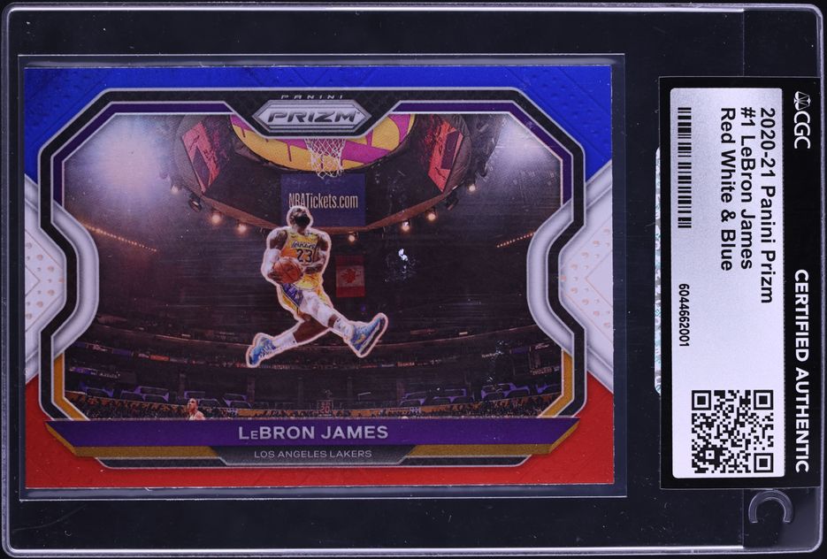 2020 Panini Prizm Red White & Blue LeBron James #1 CGC AUTH on
