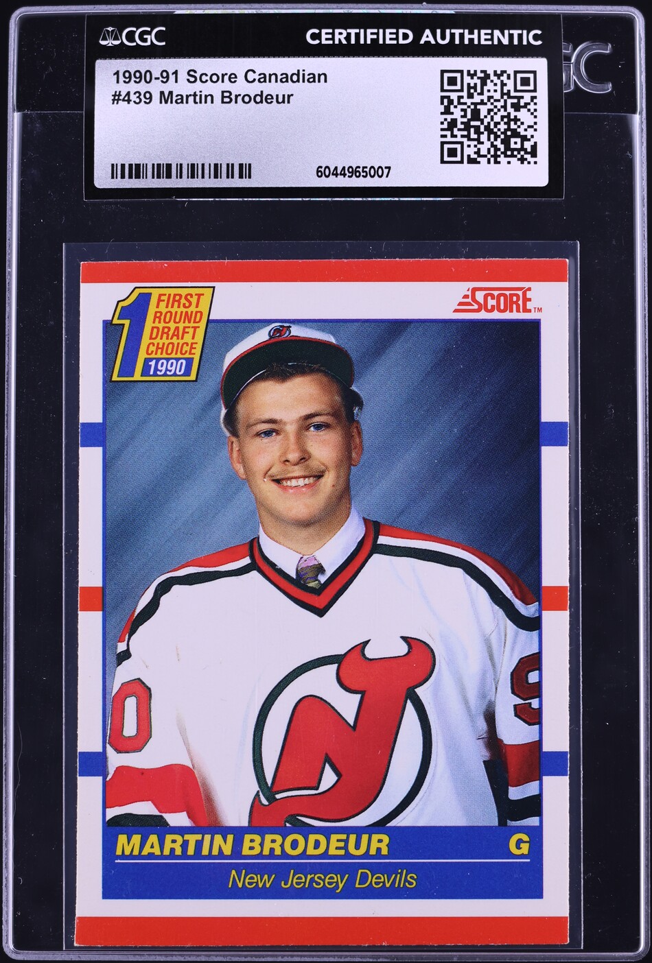1990 Score Canadian Martin Brodeur ROOKIE #439 CGC AUTH