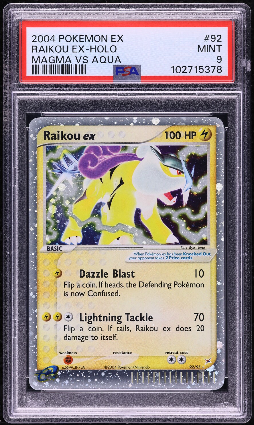 2004 Pokemon EX Team Magma Vs. Team Aqua Holo Raikou ex #92 PSA 9 MINT