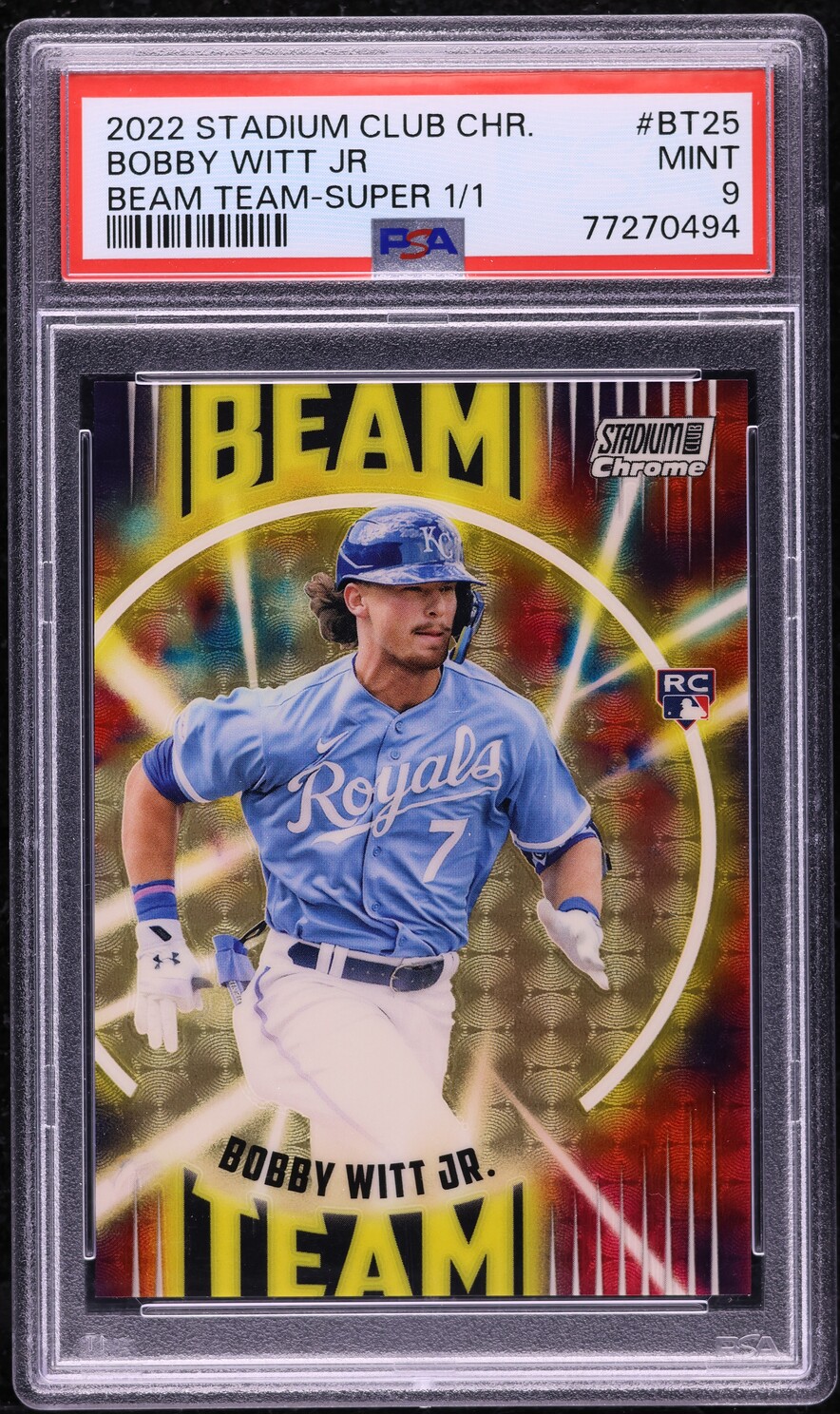 2022 Stadium Club Chrome Beam Team Superfractor Bobby Witt Jr RC 1