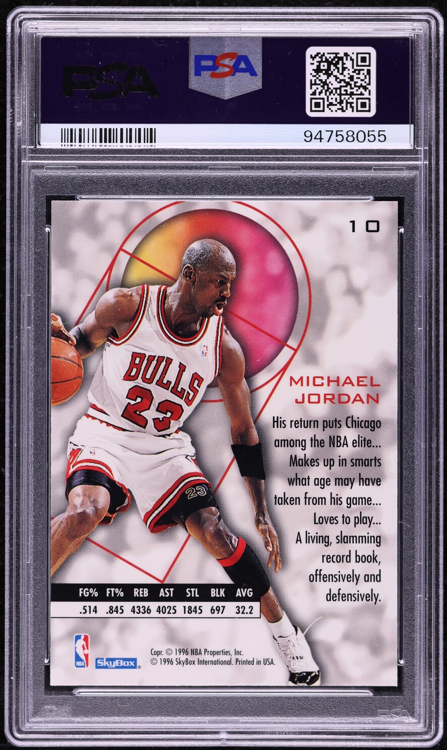 1995 Skybox E-XL Michael Jordan #10 PSA 10 GEM MINT