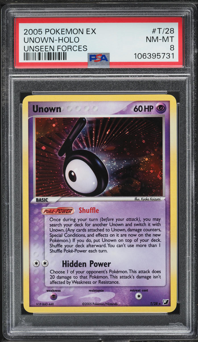 2005 Pokemon EX Unseen Forces Holo Unown #T/28 PSA 8 NM-MT