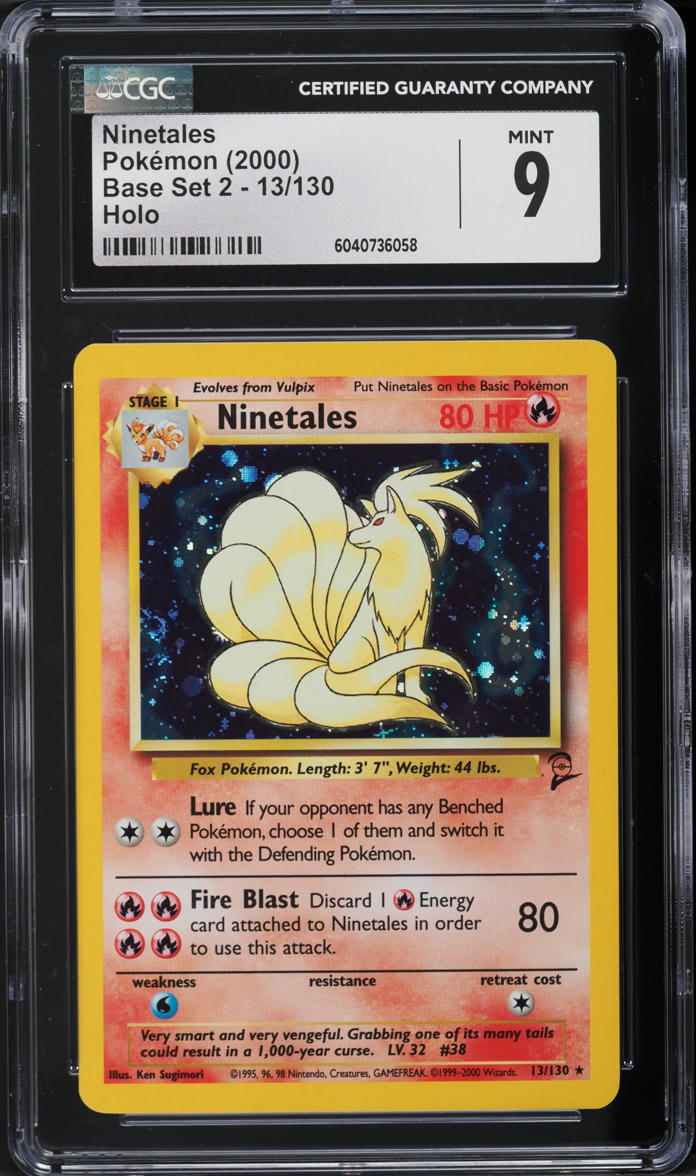 2000 Pokemon Base Set 2 Holo Ninetales #13 CGC 9 MINT
