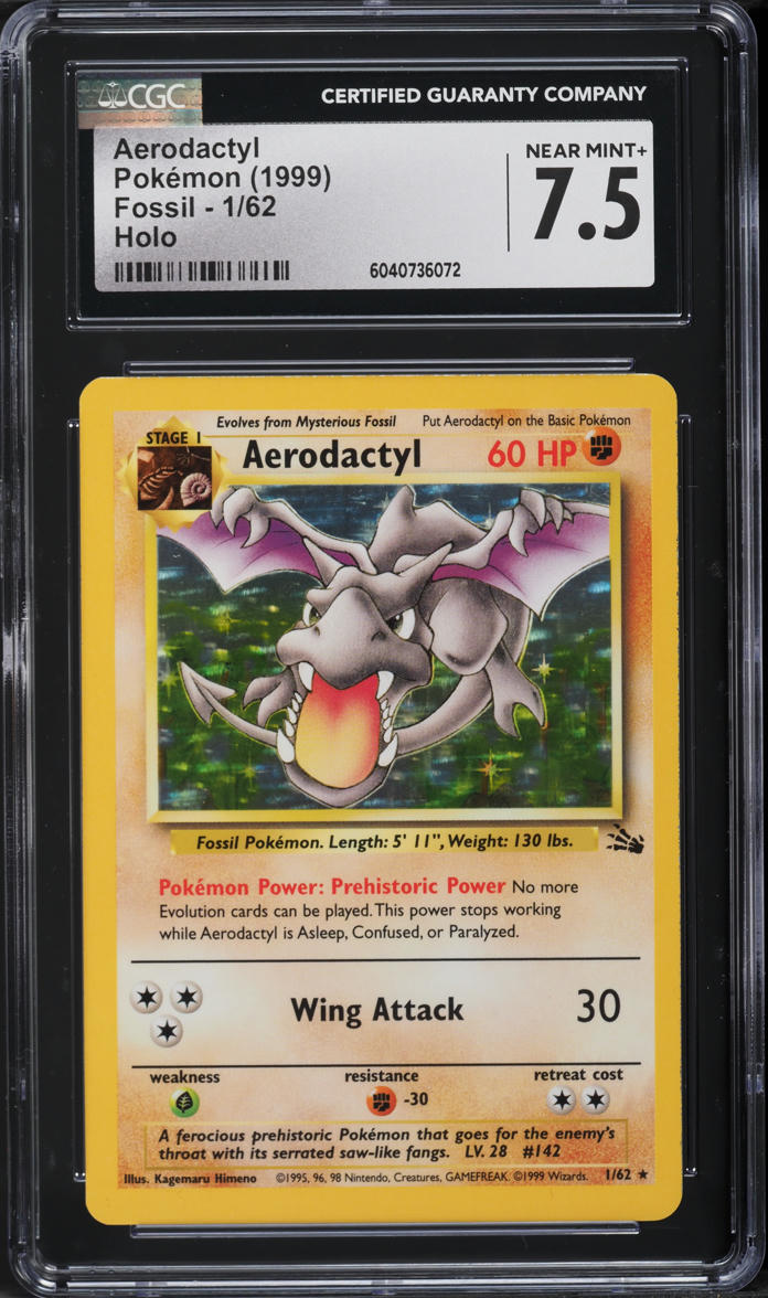 1999 Pokemon Fossil Holo Aerodactyl #1 CGC 7.5 NRMT+