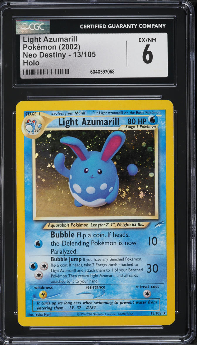 2002 Pokemon Neo Destiny Holo Light Azumarill #13 CGC 6 EXMT