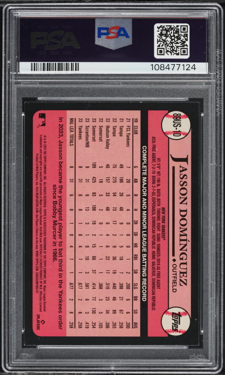 2024 Topps Update '89 Jasson Dominguez ROOKIE #89US-10 PSA 8 NM-MT