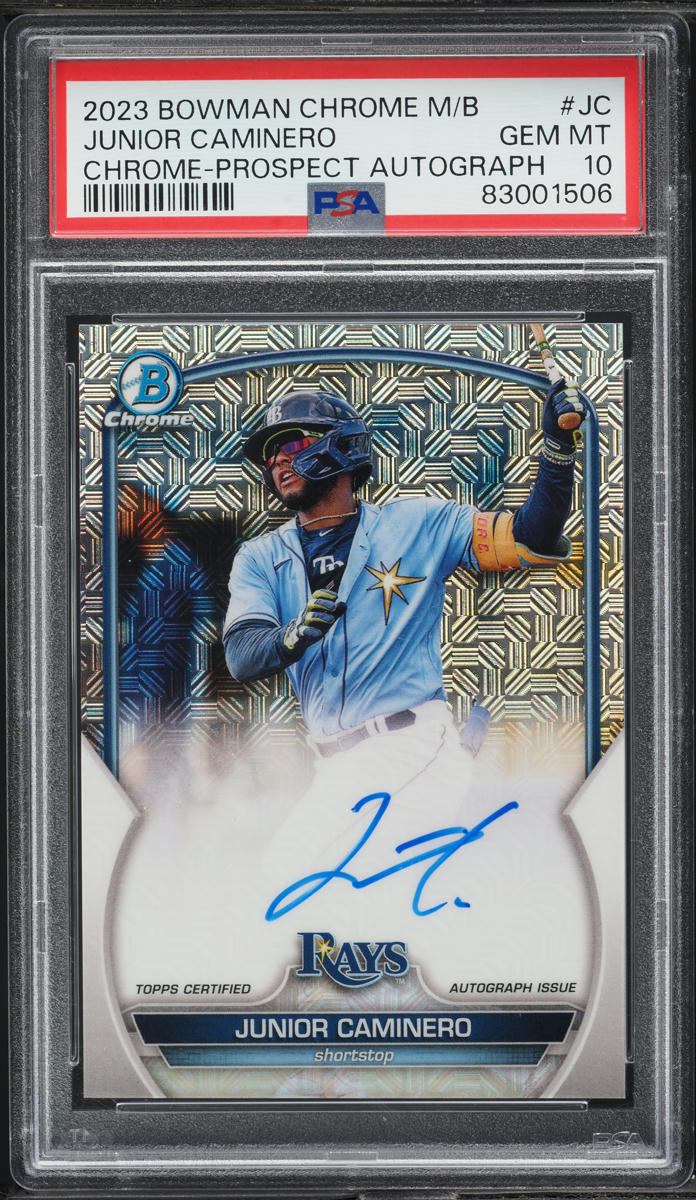 2023 Bowman Chrome Mega Box Junior Caminero PROSPECT AUTO #BMA-JC PSA 10 GEM